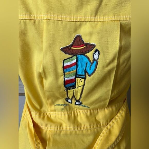 Bronson Of California Yellow 70s  Dagger Collar Open Front Belted Blouse Sz 9/10 - Picture 7 of 10